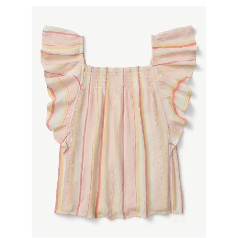Justice Girl's Ruffle Strap Flowy, Knit Lace Up Babydoll & Bandana Top 16 XLP